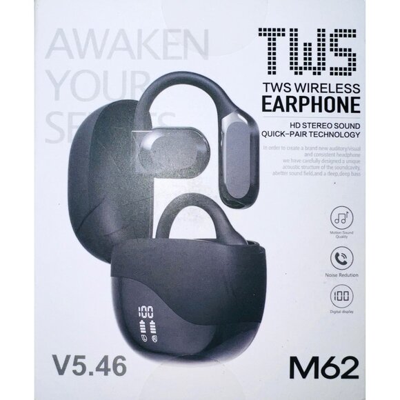 Set of 2) TWS Wireless Earphone HD Stereo Sound Quick-Pair Technology V5.46 M62 - Picture 1 of 3
